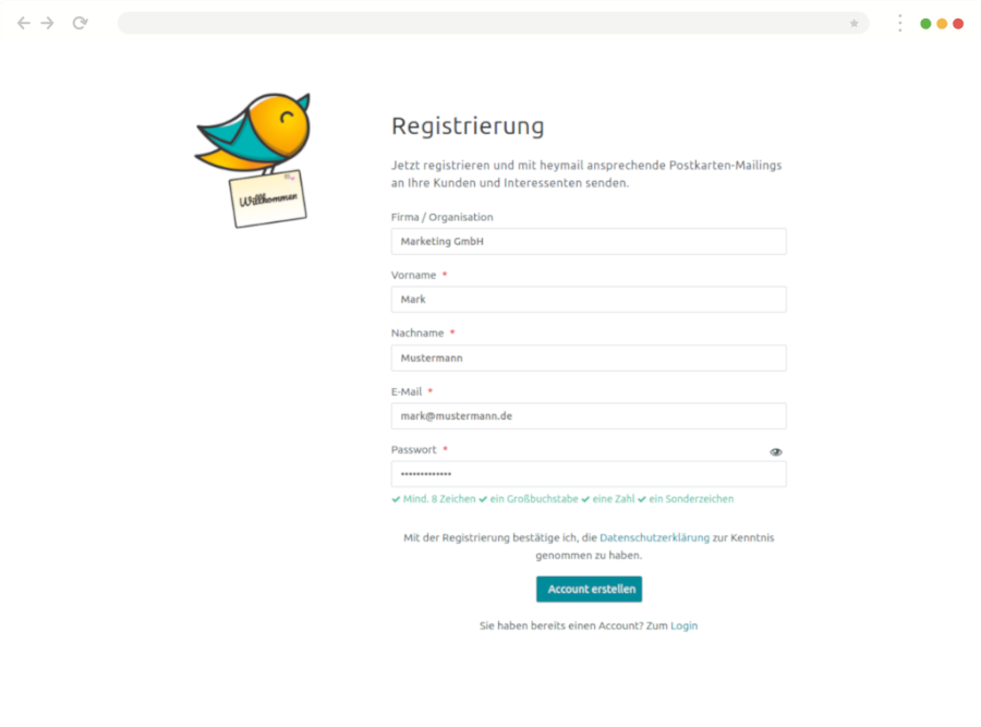 Account Registrierung
